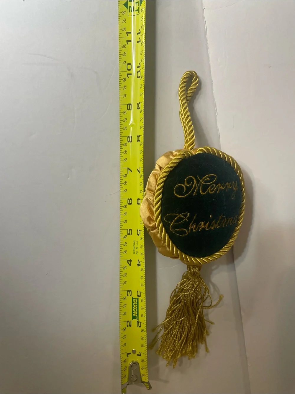 Harrods Velvet Tassel Christmas Ornament in Green and Gold
